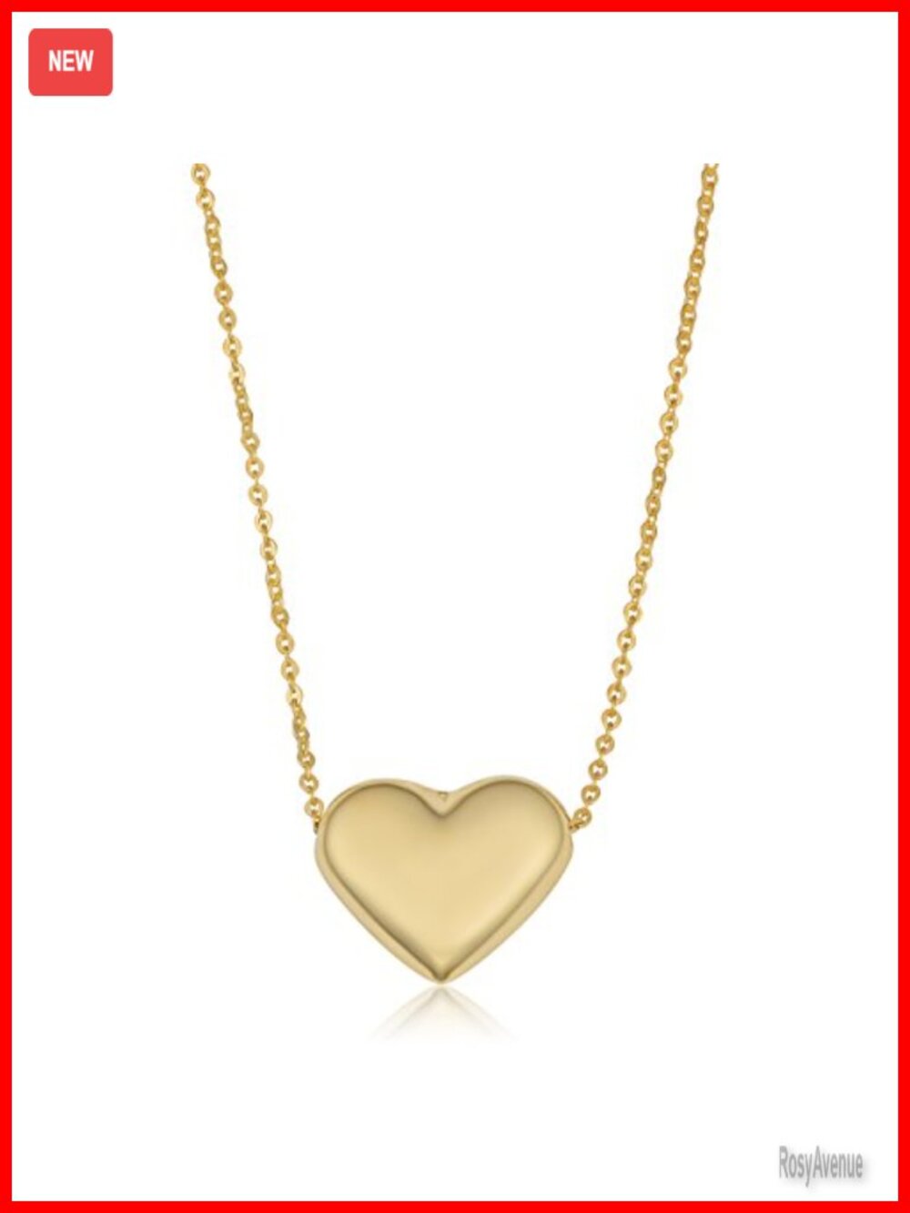 10k Yellow Gold Heart Necklace 18in Spring Ring Clasp Pendant Real Gold Jewelry